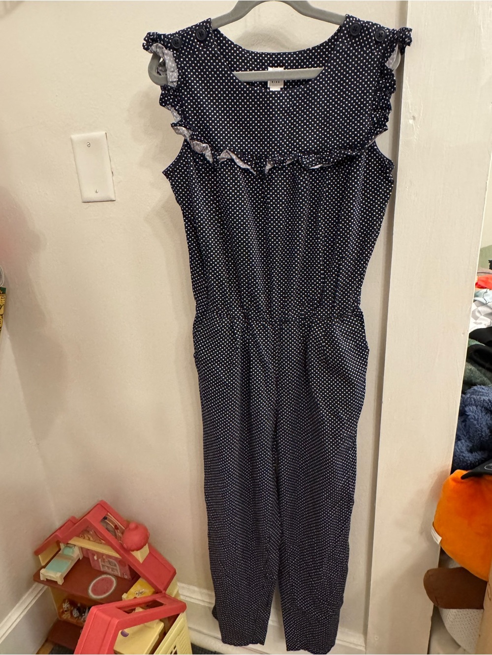 GAP Kids Navy Blue Polka Dot Girls Jumpsuit